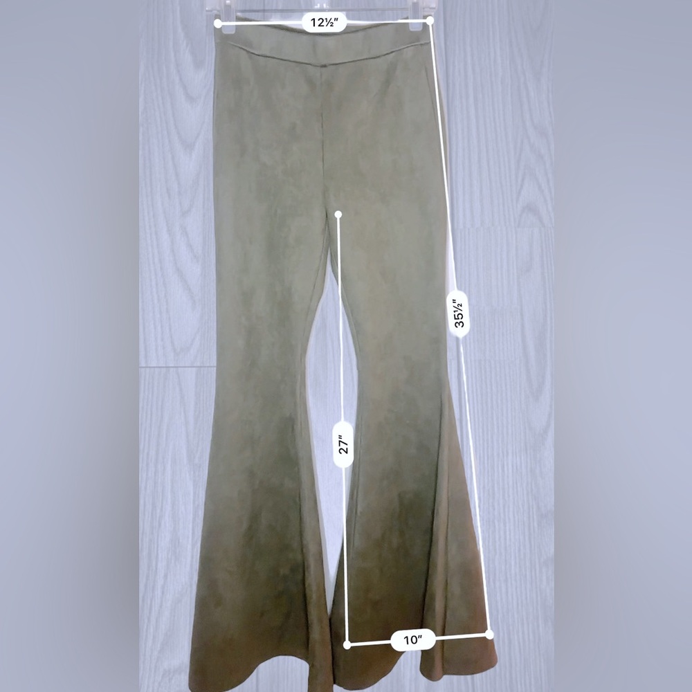 CHRYSANTHEMUM Women’s Faux Suede Flare Pants - Picture 7 of 10